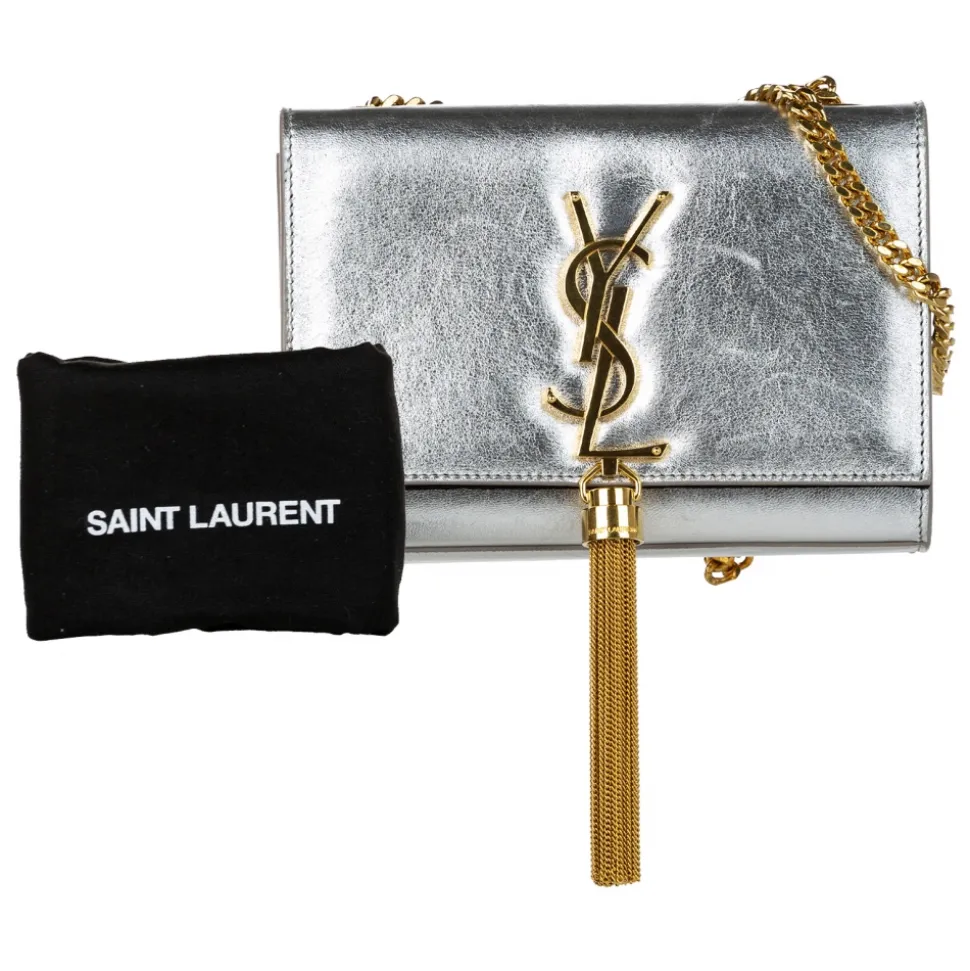 Yves Saint Laurent Vintage - Classic Kate Tassel Leather Crossbody Bag - Silver - Leather Handbag - Luxury High Quality - Avvenice