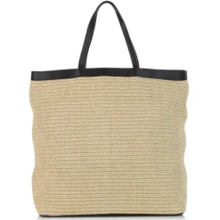 Yves Saint Laurent Vintage - Raffia Tote Bag - Black Beige - Leather Handbag - Luxury High Quality - Avvenice