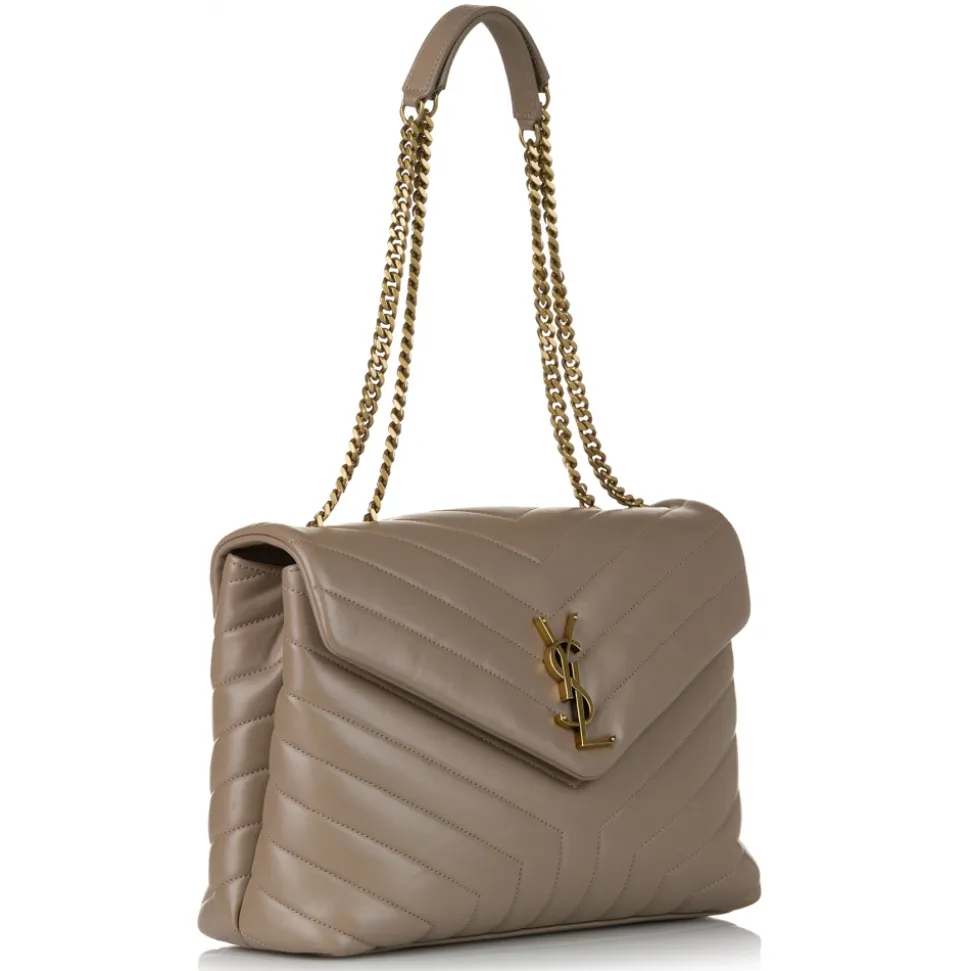 Yves Saint Laurent Vintage - LouLou Leather Shoulder Bag - Brown Beige - Leather Handbag - Luxury High Quality - Avvenice