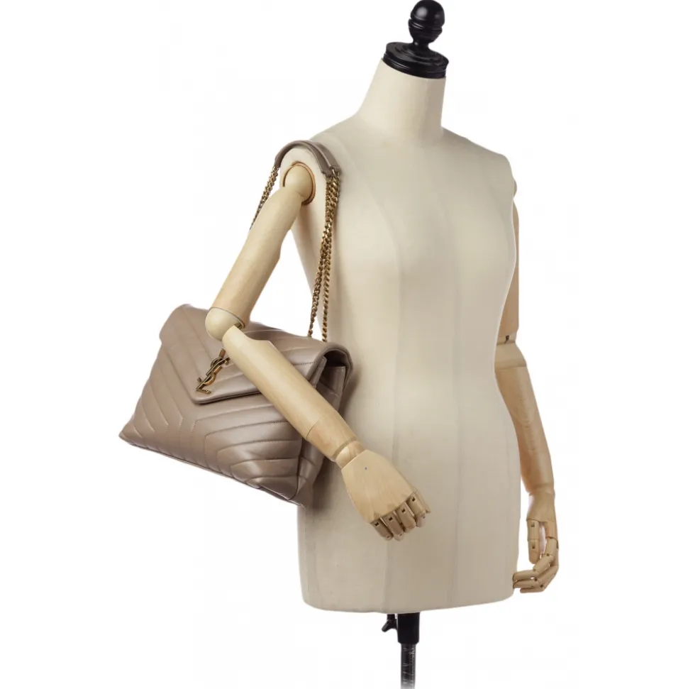 Yves Saint Laurent Vintage - LouLou Leather Shoulder Bag - Brown Beige - Leather Handbag - Luxury High Quality - Avvenice