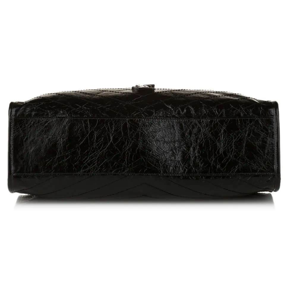 Yves Saint Laurent Vintage - Large Niki Patent Leather Tote Bag - Black - Leather Handbag - Luxury High Quality - Avvenice