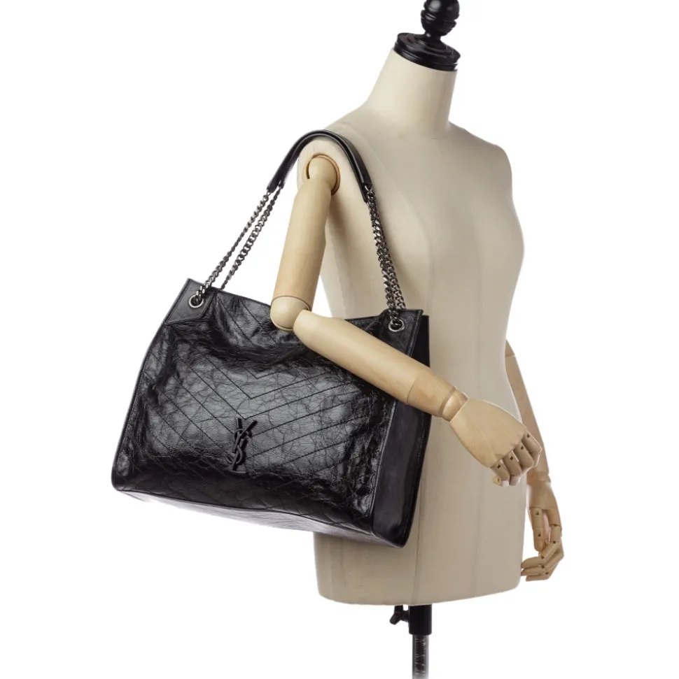 Yves Saint Laurent Vintage - Large Niki Patent Leather Tote Bag - Black - Leather Handbag - Luxury High Quality - Avvenice