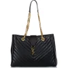 Yves Saint Laurent Vintage - Chevron Monogram Shopper Leather Tote Bag - Black - Leather Handbag - Luxury High Quality - Avvenice
