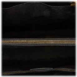 Yves Saint Laurent Vintage - Chevron Monogram Shopper Leather Tote Bag - Black - Leather Handbag - Luxury High Quality - Avvenice