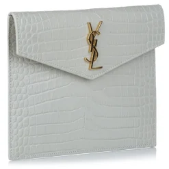 Yves Saint Laurent Vintage - Embossed Uptown Envelope Clutch - White - Leather Handbag - Luxury High Quality - Avvenice