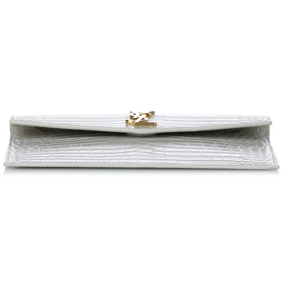 Yves Saint Laurent Vintage - Embossed Uptown Envelope Clutch - White - Leather Handbag - Luxury High Quality - Avvenice