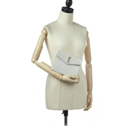 Yves Saint Laurent Vintage - Embossed Uptown Envelope Clutch - White - Leather Handbag - Luxury High Quality - Avvenice