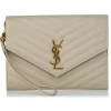Yves Saint Laurent Vintage - Monogram Chevron Leather Clutch Bag - Brown Beige - Leather Handbag - Luxury High Quality - Avvenice