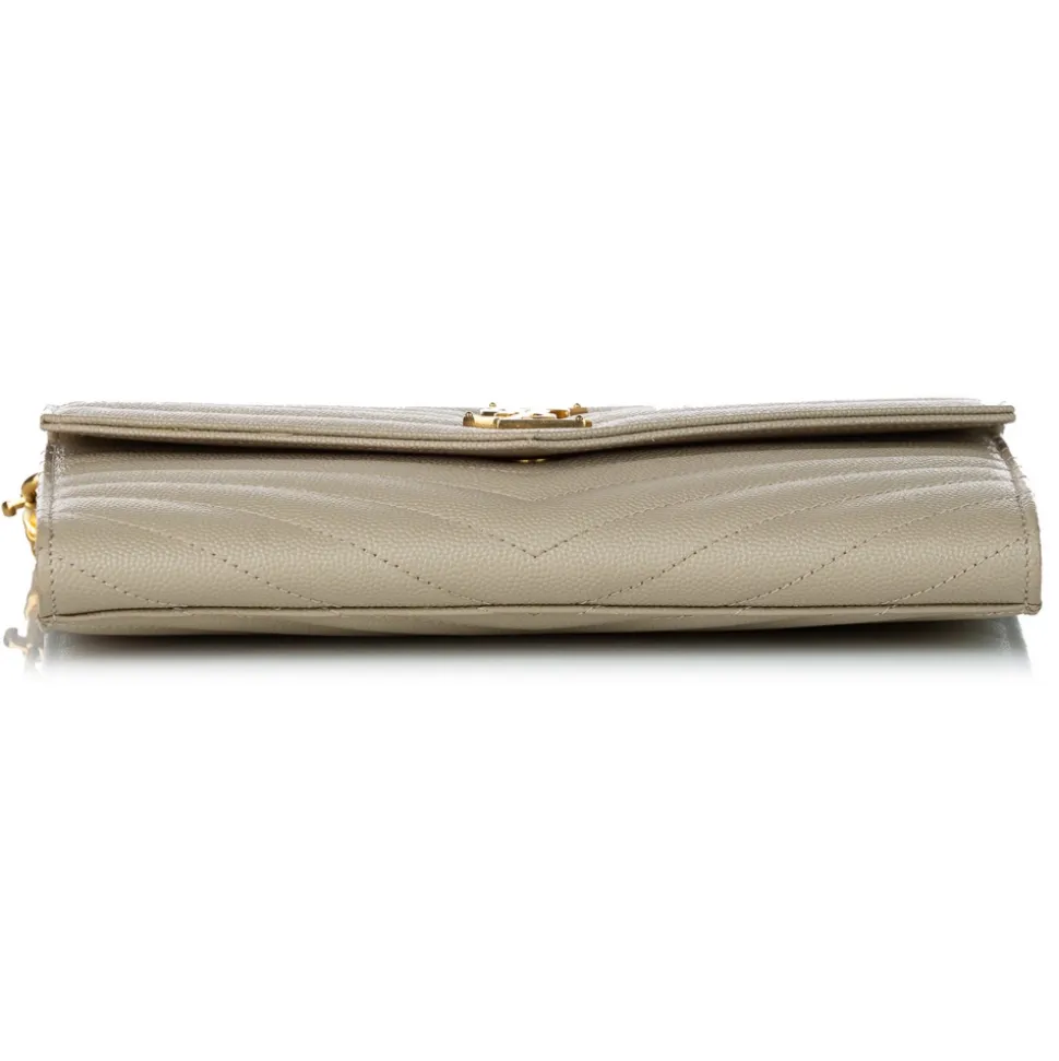 Yves Saint Laurent Vintage - Monogram Chevron Leather Clutch Bag - Brown Beige - Leather Handbag - Luxury High Quality - Avvenice