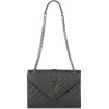 Yves Saint Laurent Vintage - Monogram Envelope Leather Shoulder Bag - Dark Gray - Leather Handbag - Luxury High Quality - Avvenice