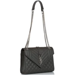 Yves Saint Laurent Vintage - Monogram Envelope Leather Shoulder Bag - Dark Gray - Leather Handbag - Luxury High Quality - Avvenice