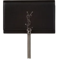 Yves Saint Laurent Vintage - Kate Leather Wallet on Chain - Black Silver - Leather Wallet - Luxury High Quality - Avvenice