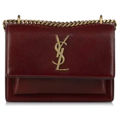 Yves Saint Laurent Vintage - Sunset Leather Crossbody Bag - Red Bordeaux - Leather Handbag - Luxury High Quality - Avvenice