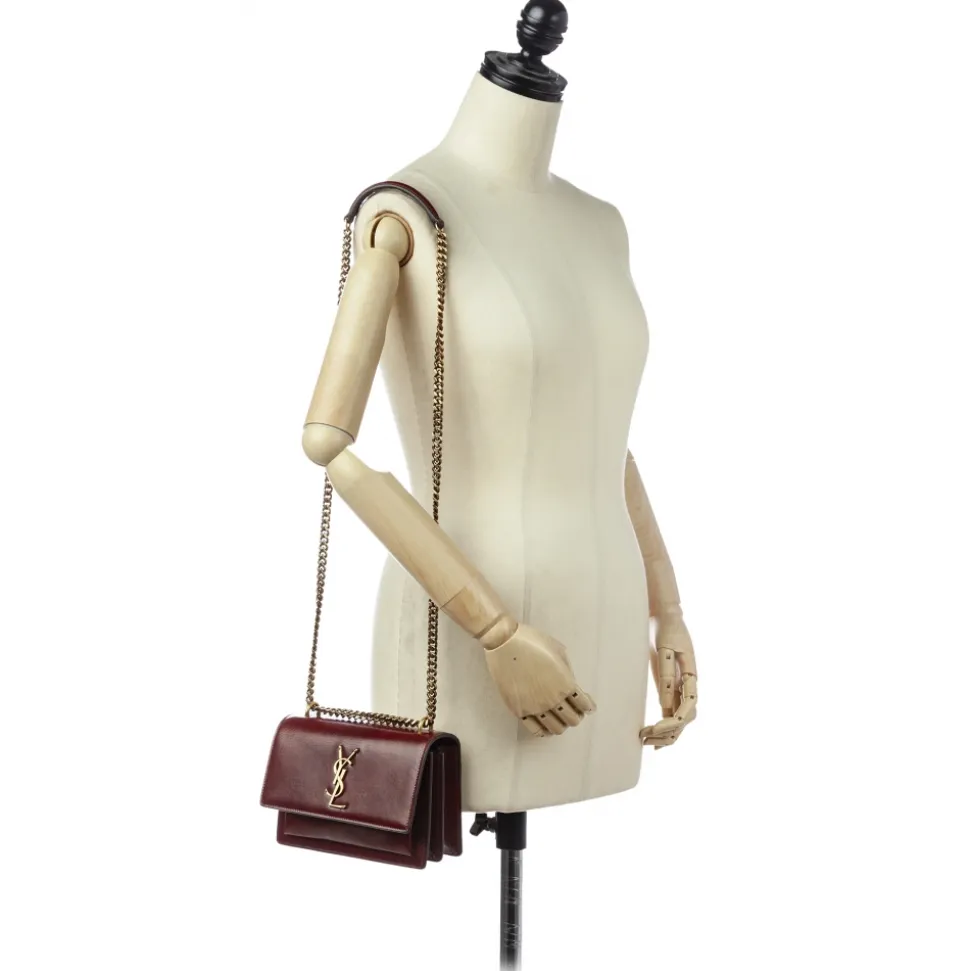 Yves Saint Laurent Vintage - Sunset Leather Crossbody Bag - Red Bordeaux - Leather Handbag - Luxury High Quality - Avvenice