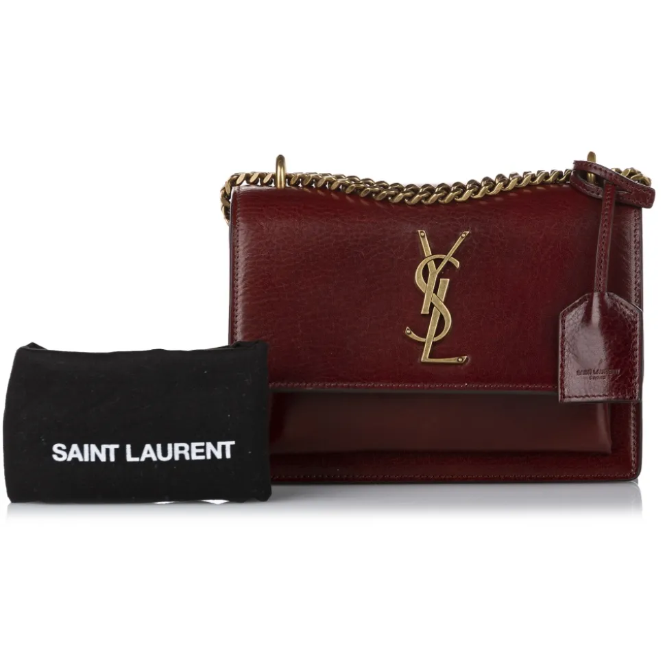 Yves Saint Laurent Vintage - Sunset Leather Crossbody Bag - Red Bordeaux - Leather Handbag - Luxury High Quality - Avvenice