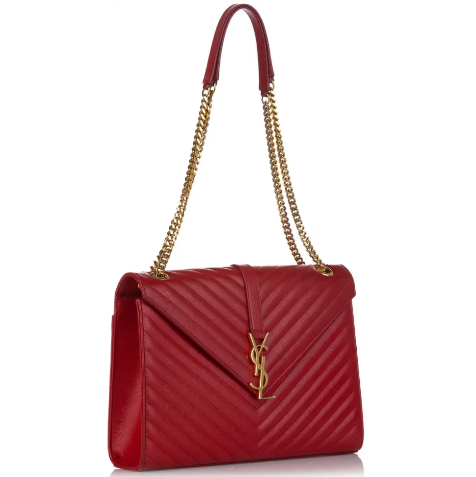 Yves Saint Laurent Vintage - Monogram Chevron Envelope Crossbody Bag - Red - Leather Handbag - Luxury High Quality - Avvenice