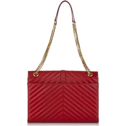 Yves Saint Laurent Vintage - Monogram Chevron Envelope Crossbody Bag - Red - Leather Handbag - Luxury High Quality - Avvenice