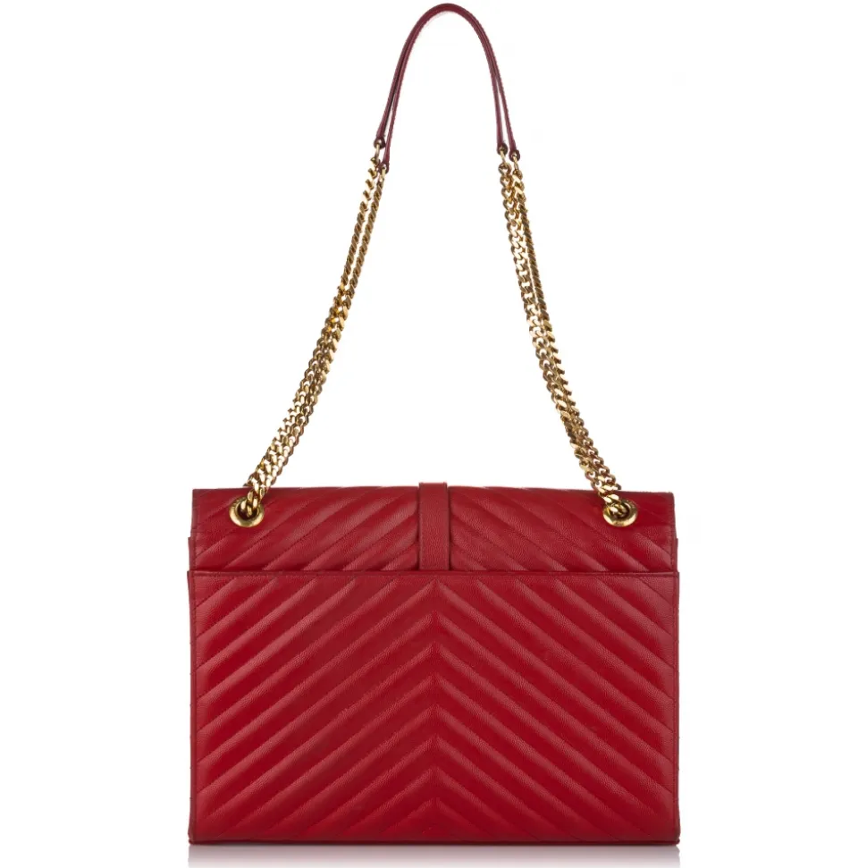 Yves Saint Laurent Vintage - Monogram Chevron Envelope Crossbody Bag - Red - Leather Handbag - Luxury High Quality - Avvenice