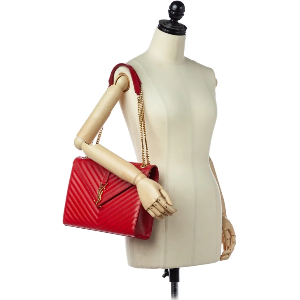 Yves Saint Laurent Vintage - Monogram Chevron Envelope Crossbody Bag - Red - Leather Handbag - Luxury High Quality - Avvenice